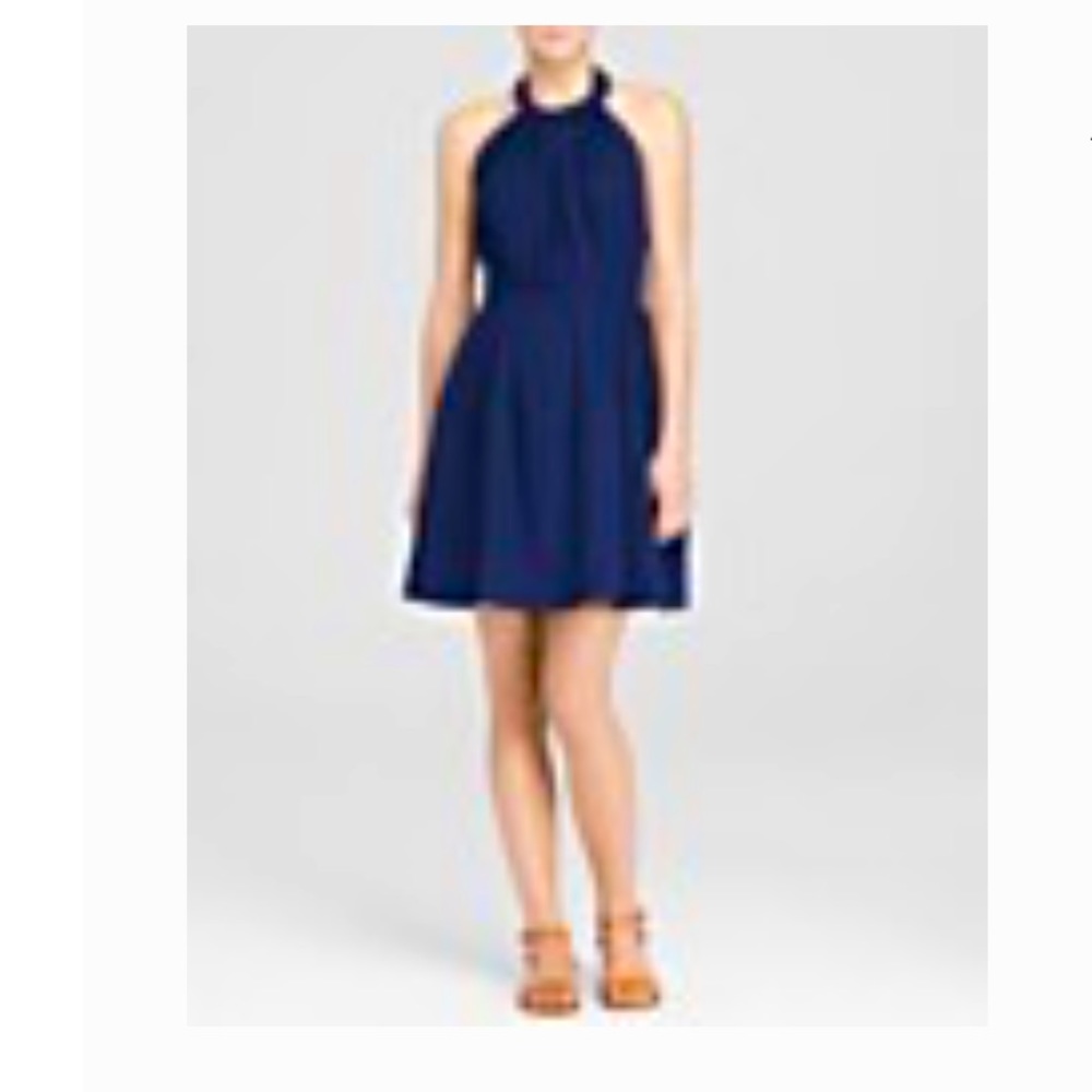 ACE Emily Halter Backless Dress NWOT Navy Blue Size 6